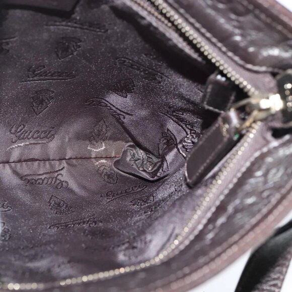 GUCCI Guccissima GG Canvas Shoulder Bag Leather Gray Gold 201538 Auth 147723 - Picture 12 of 16